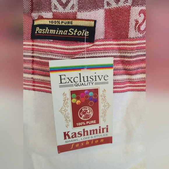 100% Cashmere Pashmina Brand Scarf Shawl Purple 80x28" Pink New - Picture 4 of 5